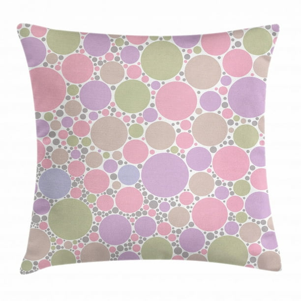 Multicolor Cute Pastel Pattern Accessories Light Pink Watercolor Pattern Polka Dots Pastel Bubbles Throw Pillow 16x16 